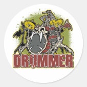 Sticker Rond Drummer Rock Skeleton (Devant)