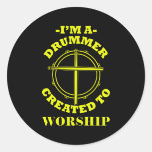 Sticker Rond Drumming Pour Batteur De Bande Créé Pour Adorer