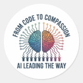 Sticker Rond Du code à la compassion - L'IA en tête (Devant)