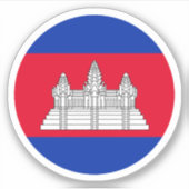 Sticker rond du drapeau cambodgien (Devant)