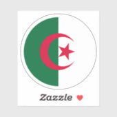 Sticker rond du drapeau d'Algérie (Feuille)