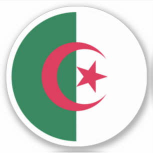 Sticker rond du drapeau d'Algérie