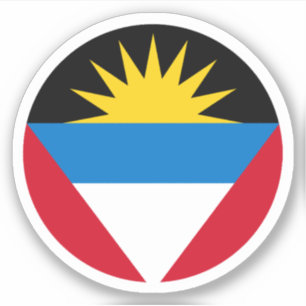 Sticker rond du drapeau d'Antigua-et-Barbuda