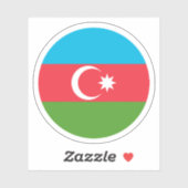 Sticker rond du drapeau d'Azerbaïdjan (Feuille)