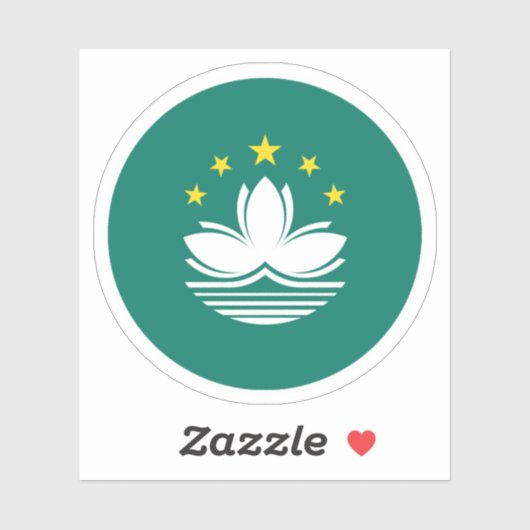 Sticker rond du drapeau de Macao (Feuille)