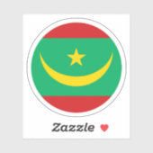 Sticker rond du drapeau de Mauritanie (Feuille)