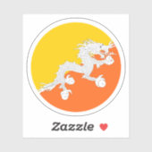 Sticker rond du drapeau du Bhoutan (Feuille)