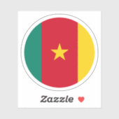 Sticker rond du drapeau du Cameroun (Feuille)