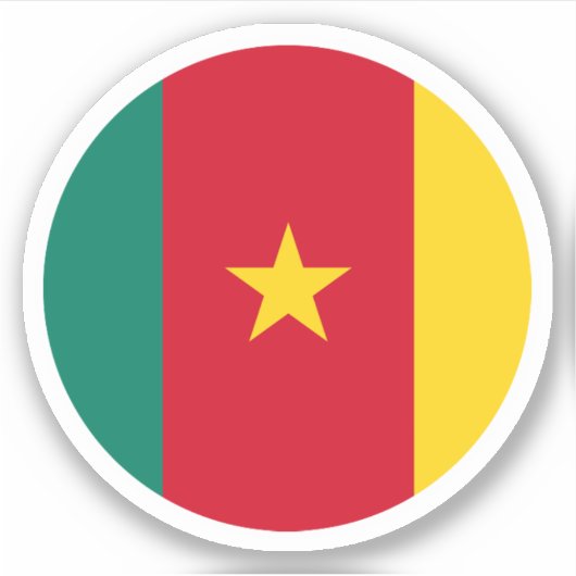 Sticker rond du drapeau du Cameroun (Devant)
