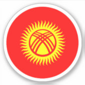 Sticker rond du drapeau du Kirghizistan (Devant)