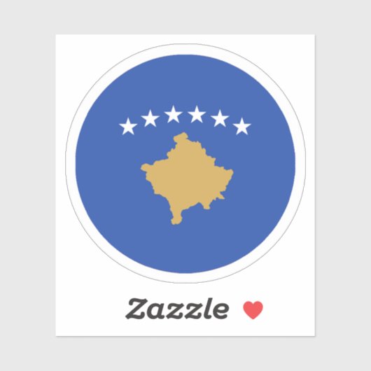 Sticker rond du drapeau du Kosovo (Feuille)