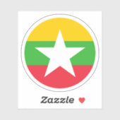 Sticker rond du drapeau du Myanmar (Feuille)
