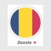 Sticker rond du drapeau du Tchad (Feuille)