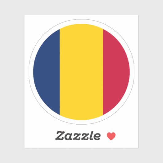 Sticker rond du drapeau du Tchad (Feuille)