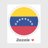Sticker rond du drapeau du Venezuela (Feuille)