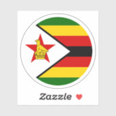 Sticker rond du drapeau du Zimbabwe (Feuille)