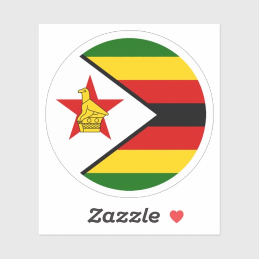 Sticker rond du drapeau du Zimbabwe (Feuille)