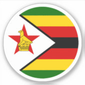 Sticker rond du drapeau du Zimbabwe (Devant)