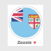 Sticker rond du drapeau fidjien (Feuille)