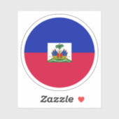 Sticker rond du drapeau haïtien (Feuille)