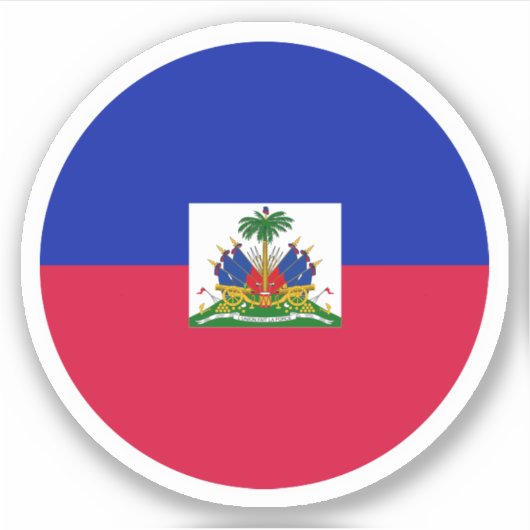 Sticker rond du drapeau haïtien (Devant)