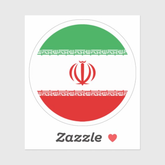 Sticker rond du drapeau iranien (Feuille)