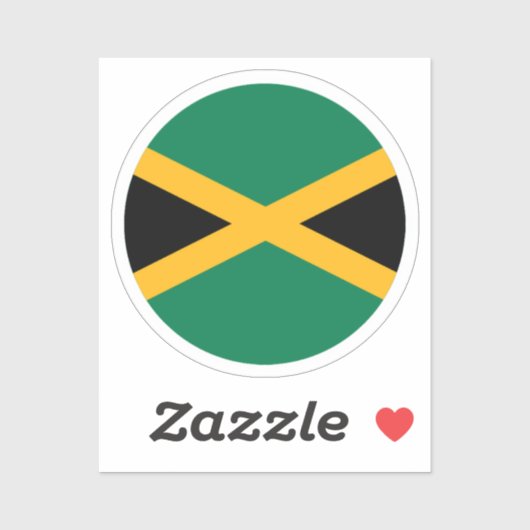 Sticker rond du drapeau jamaïcain (Feuille)