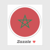Sticker rond du drapeau marocain (Feuille)
