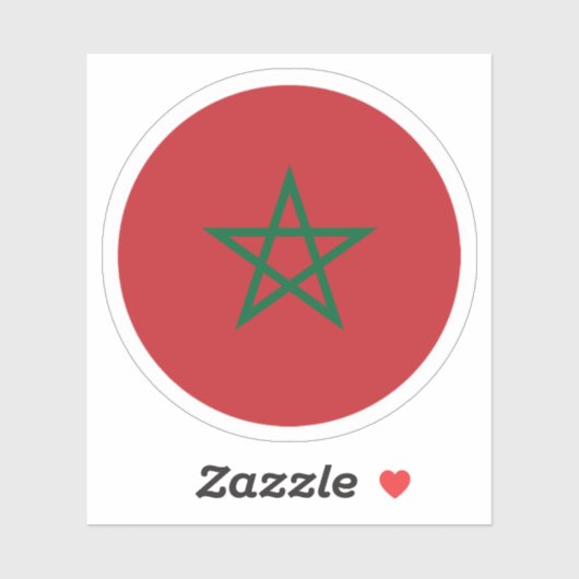 Sticker rond du drapeau marocain (Feuille)