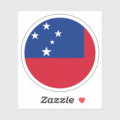 Sticker rond du drapeau Samoa (Feuille)