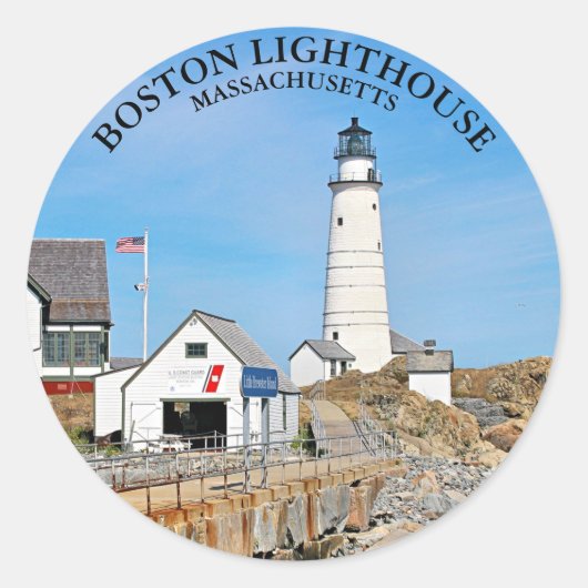 Sticker rond du phare de Boston dans le Massachuse (Devant)