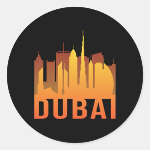 Sticker Rond Dubaï City Cityscape Skyline Drôle idée cadeau