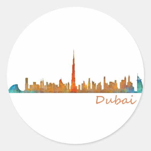 Sticker Rond Dubai Skyline Cityscape v1 (Devant)