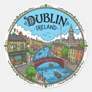 Sticker Rond Dublin Irlande