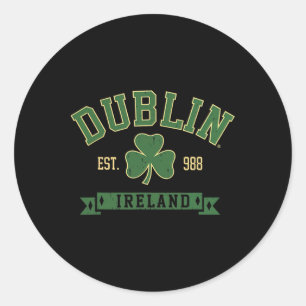 Sticker Rond Dublin Irlande Trèfle Feuille de Trèfle Saint-Patr