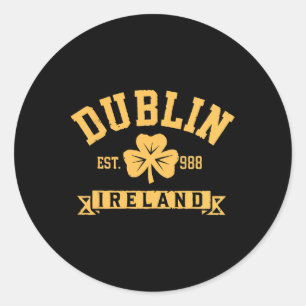 Sticker Rond Dublin Irlande Trèfle Feuille Trèfle Établie 988 S