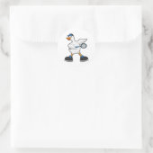 Sticker Rond Duck at Tennis with Tennis racket & Cap (Sac)