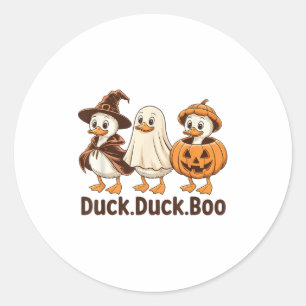 Sticker Rond Duck Boo Drôle Mignonne Éffrayant Halloween Retro
