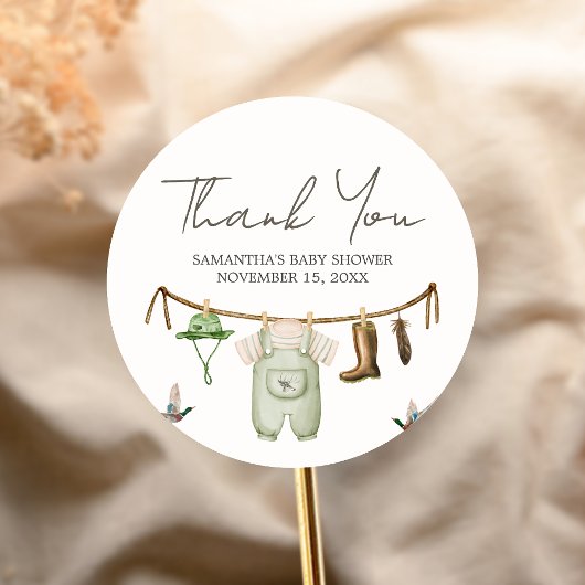 Sticker Rond Duck Hunting Baby Shower