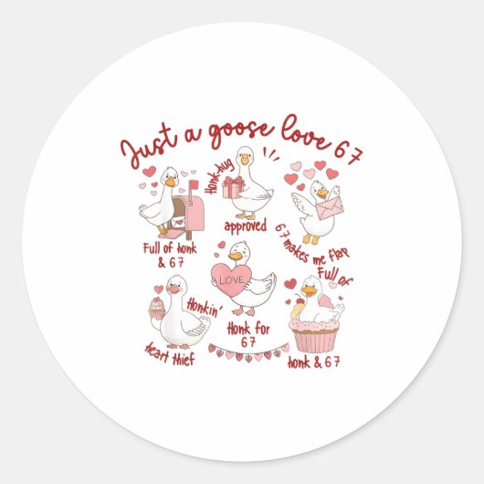 Sticker Rond Duck Love 67 Goose Valentine Lover Funny Valentine (Devant)