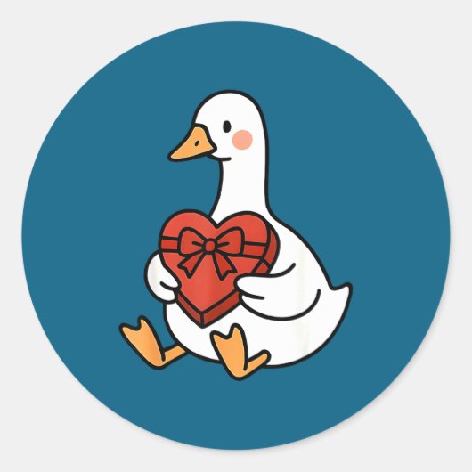 Sticker Rond Duck Preppy Silly Just Goose Valentine Love Joke (Devant)