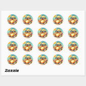 Sticker Rond Duck Summer Holiday Amusement sur la plage (Feuille)