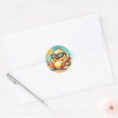 Sticker Rond Duck Summer Holiday Amusement sur la plage (Enveloppe)