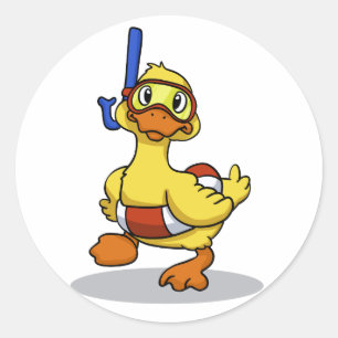 Sticker Rond Duck wearing snorkeling mask choose