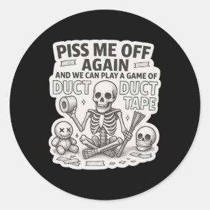 Sticker Rond Duct Duct Bande Squelette drôle Sarcastique Hallow