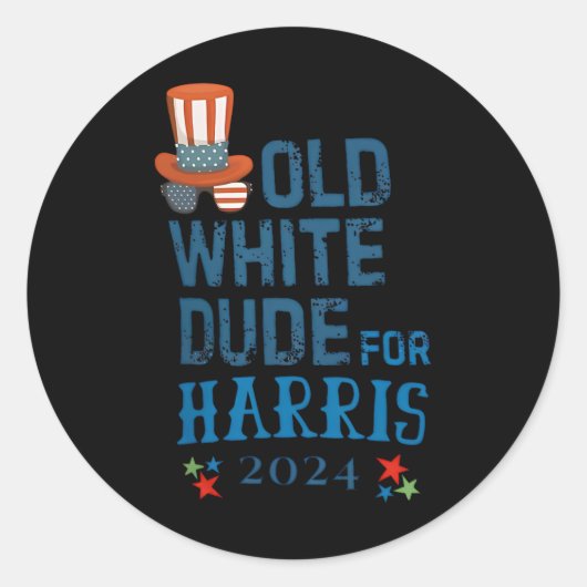 Sticker Rond Dude Blanc Pour Le Président Kamala-harris 2024 (Devant)