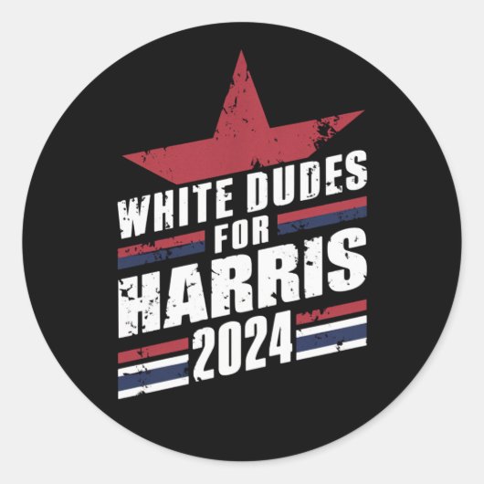 Sticker Rond Dudes Blanches Pour Kamala Harris 2024 (Devant)