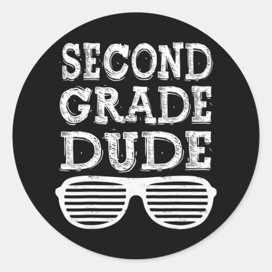 Sticker Rond Dué De Deuxième Année Retour À L'École Cadeau (Devant)