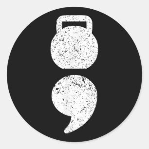Sticker Rond Dumbell, semicolon - Persona de sensibilisation à
