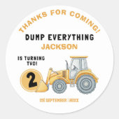 Sticker Rond "DUMP EVERYTHING! Construction Birthday 2 (Devant)